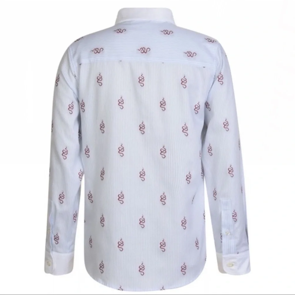Gucci Kingsnake Logo Embroidered Button Down Kids Shirt Oxford